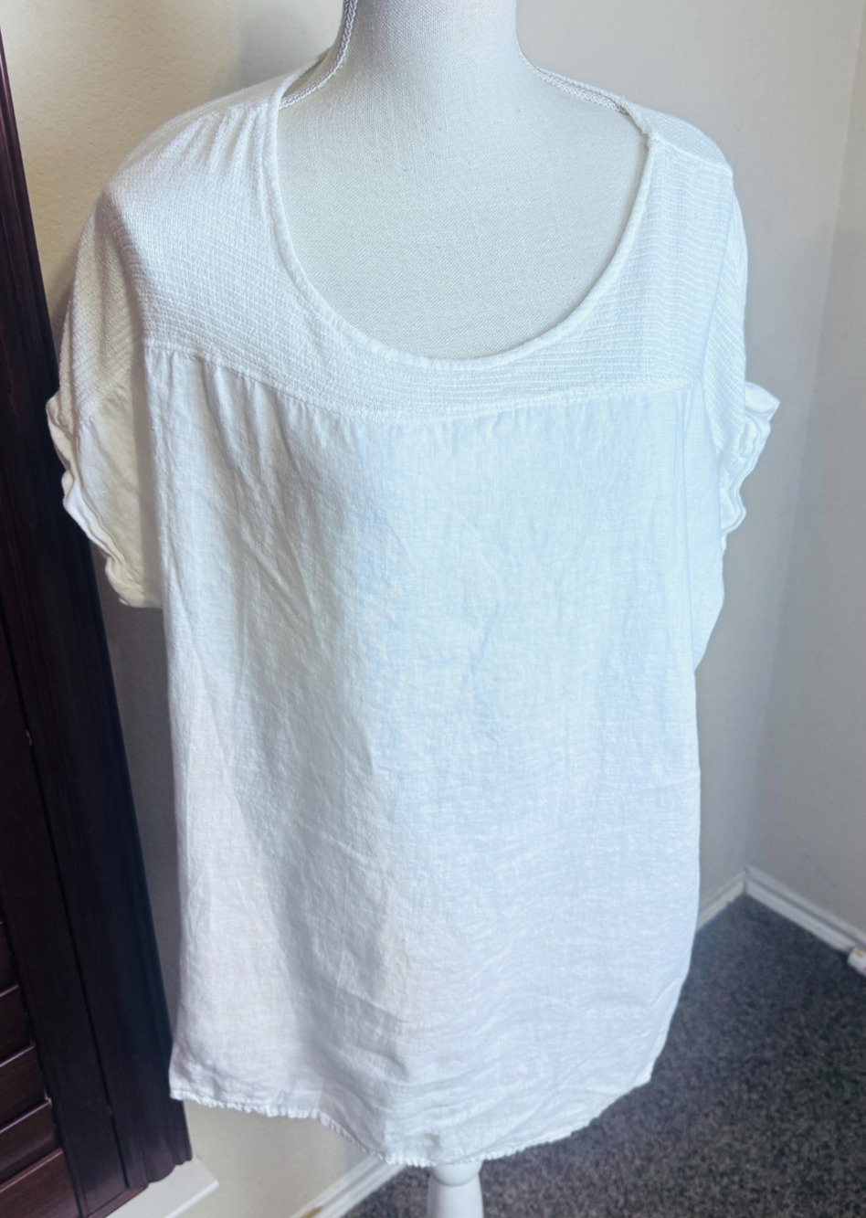 Lungo L'Arno Italy 100% Linen Tunic White 2X Oversized Lagenlook Coastal Italian